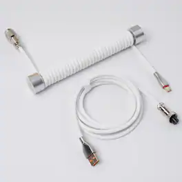 GravaStar - Coiled Aviator USB-C Cable for Mechanical Keyboard - White