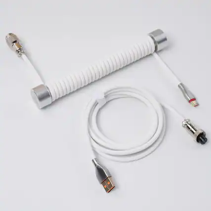Front. GravaStar - GravaStar Coiled Aviator USB-C Cable for Mechanical Keyboard White - White.
