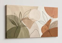 FC Design - Large Canvas 24x36" Minimalist Line Leaves Botanical Earth Tone Art Painting Home Wall Décor - MultiColor