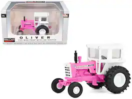 SpecCast Collectibles - Oliver 1755 Wide Front Tractor with Cab Hot Pink and White 1/64 Diecast Model by SpecCast