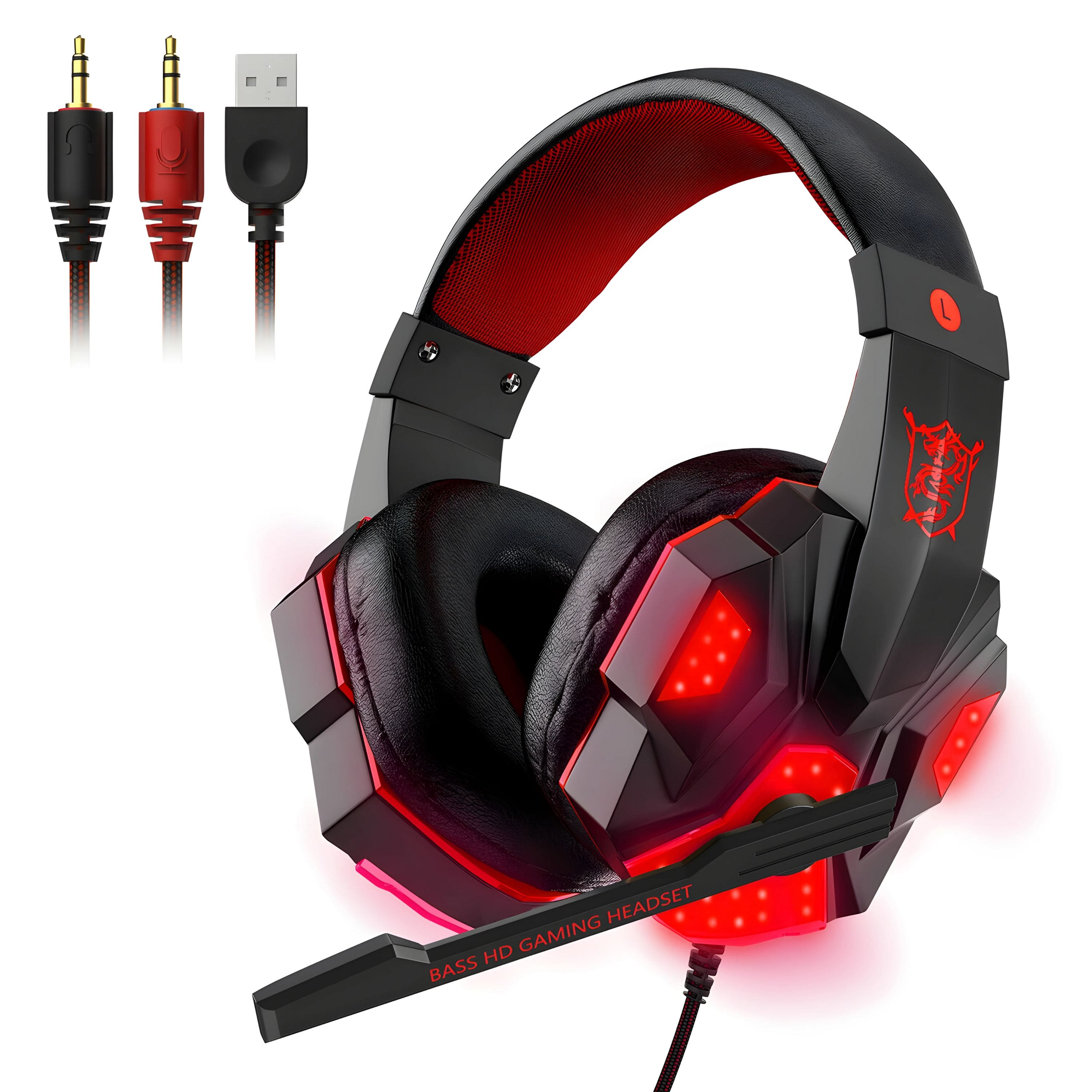 Kitcheniva 3.5mm Gaming Mic LED Headphones Stereo Bass