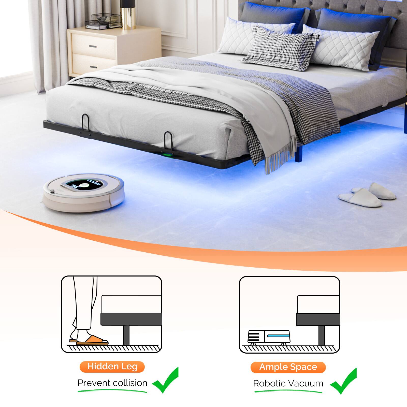 Hidden Leg  
Prevent collision  

Ample Space  
Robotic Vacuum