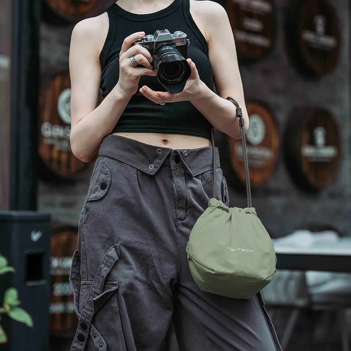 Alt View 2. PGYTECH - PGYTECH OneGo Drawstring Camera Bag - Forest.