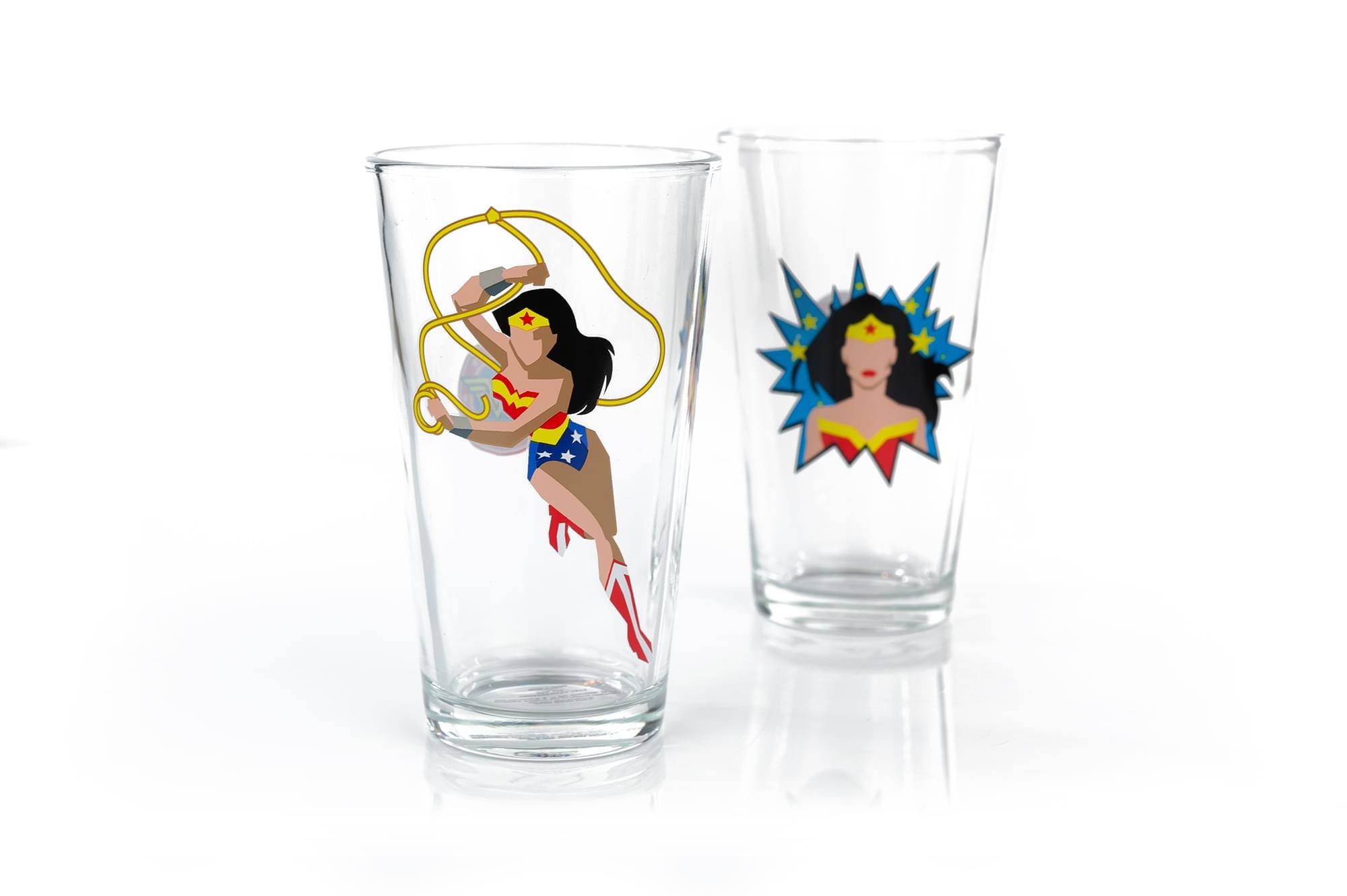 Alt View 10. DC Universe - DC Wonder Woman Pint Glass Set | Two Action Packed 16-Ounce Cups | Set Of 2 - Red.
