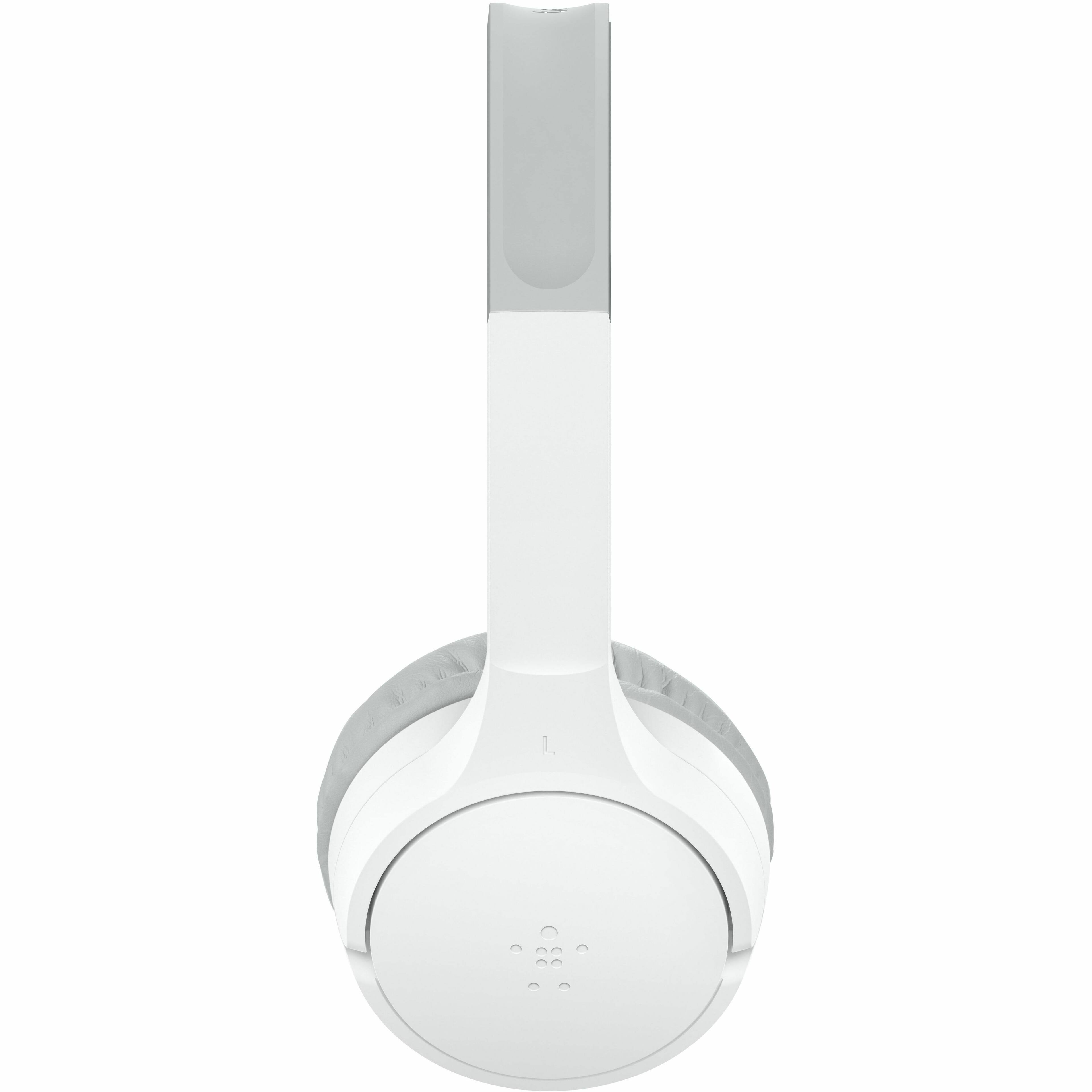 Alt View 4. Belkin - Belkin Wireless Bluetooth On-Ear Headphones for Kids w/ Mic - 85dB Limit - w/ USB-C Cable - Headset - White - Stereo - White.