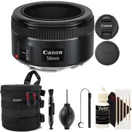 Canon - EF 50mm f 1.8 STM Lens Bundle for EOS Rebel SL3, 80D, 90D, T100 Cameras - Black