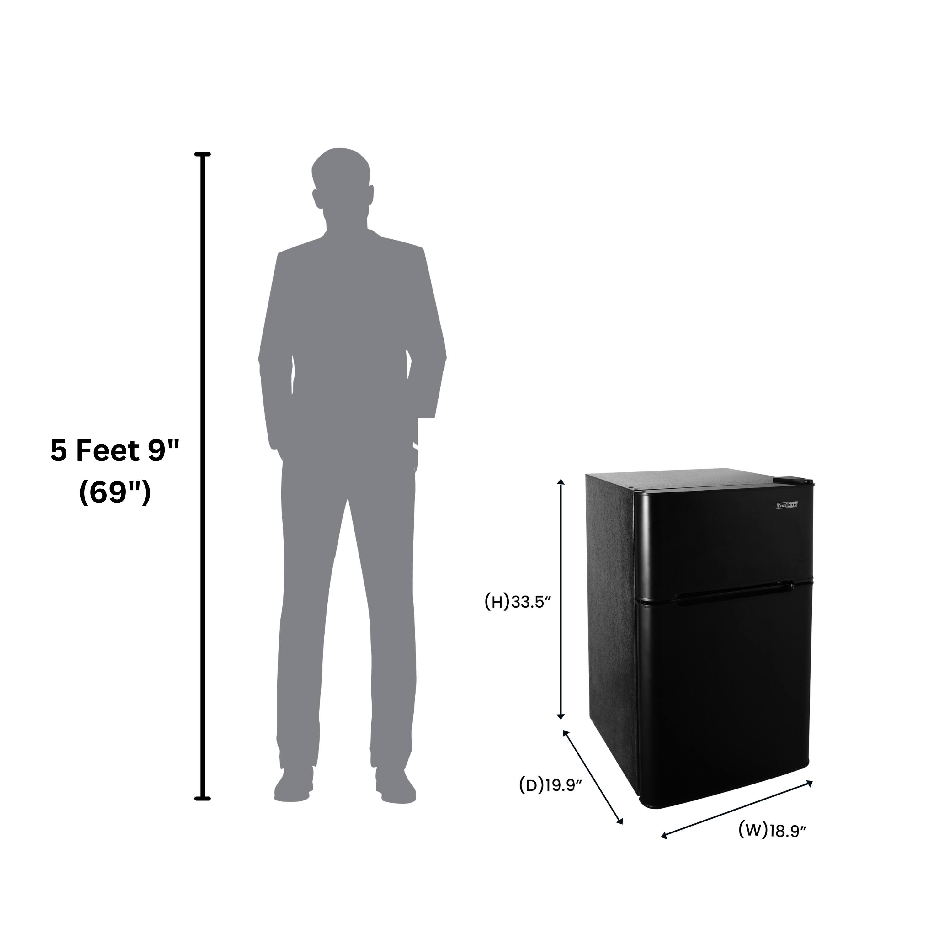 5 Feet 9" (69")

(H) 33.5"

(D) 19.9"

(W) 18.9"