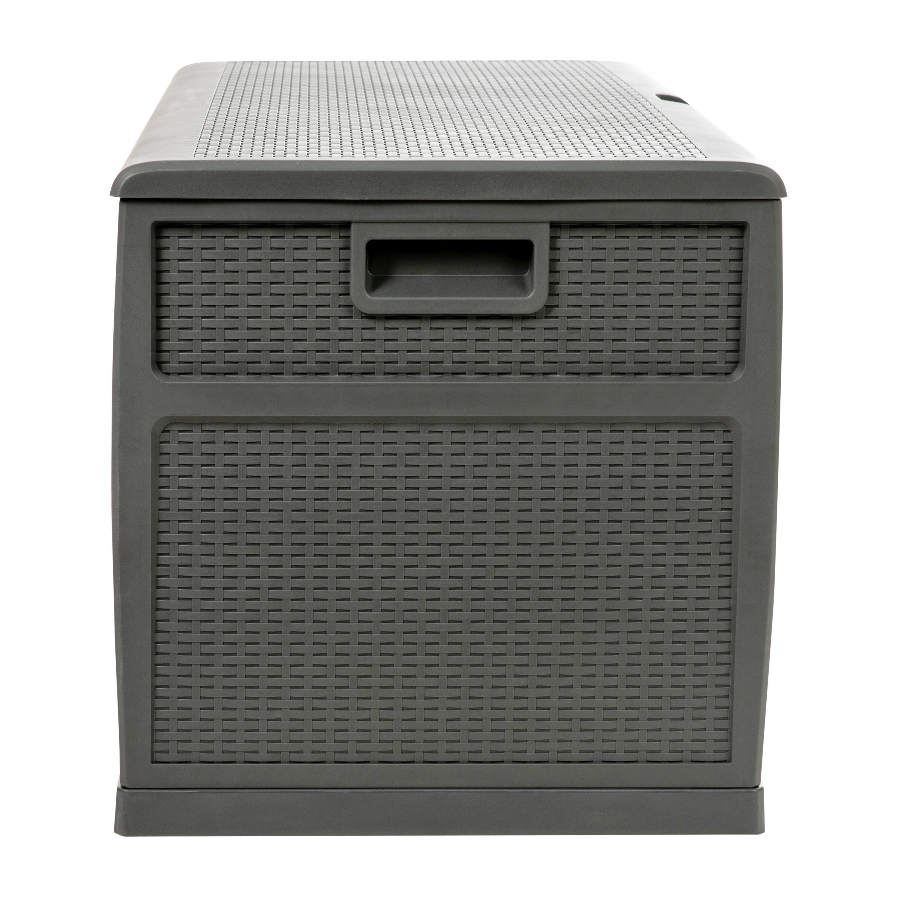 Alt View 6. Emma + Oliver - 120 Gallon Plastic Deck Box for Outdoor Patio Storage & Deck Organization - Gray.
