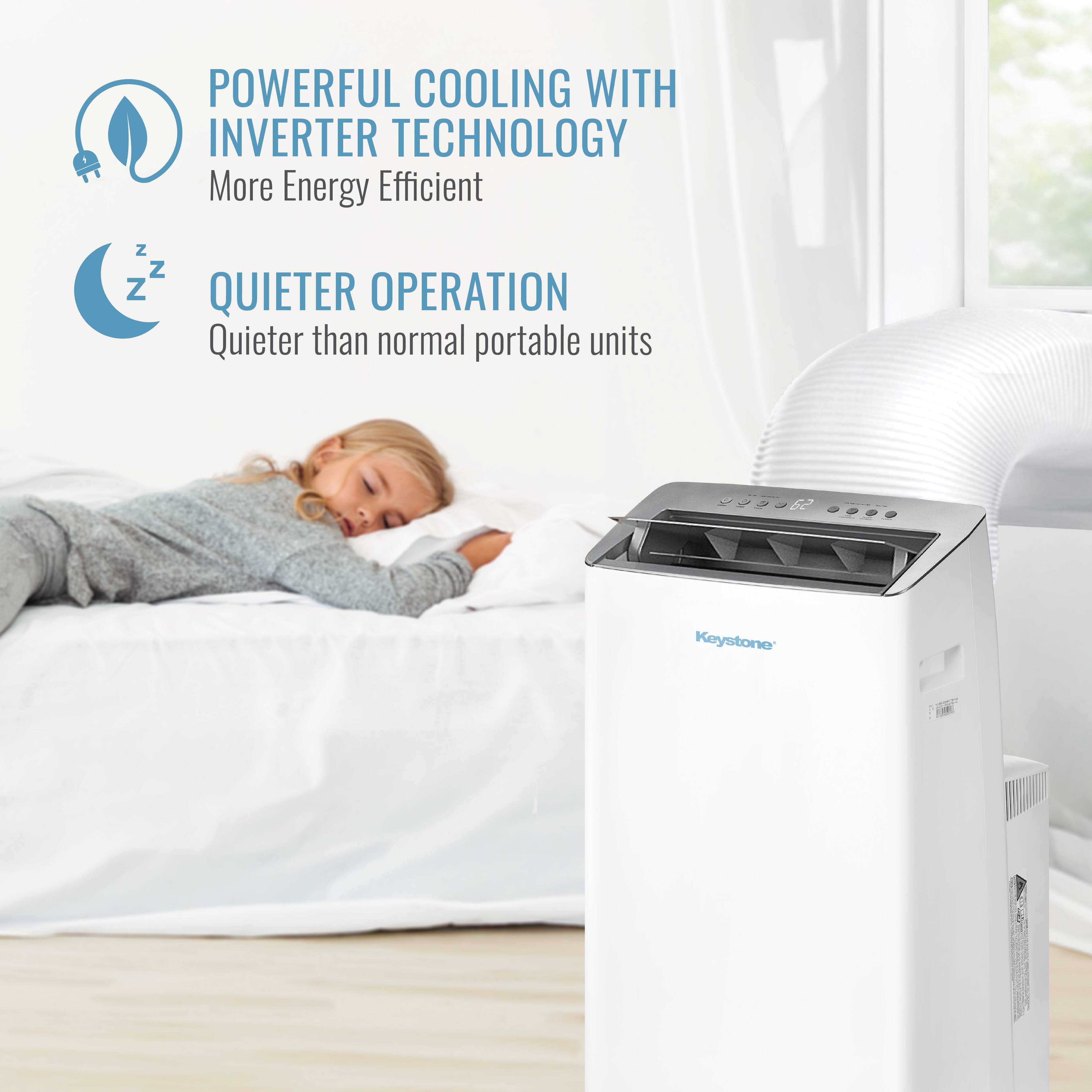 POWERFUL COOLING WITH INVERTER TECHNOLOGY  
More Energy Efficient  

QUIETER OPERATION  
Quieter than normal portable units  

Keystone