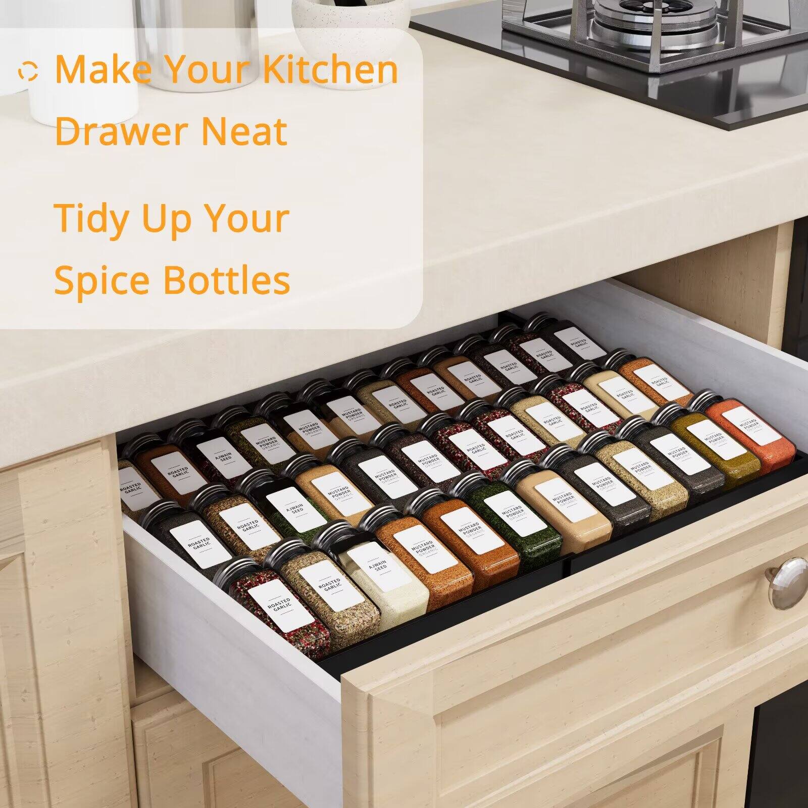 Make Your Kitchen Drawer Neat  
Tidy Up Your Spice Bottles