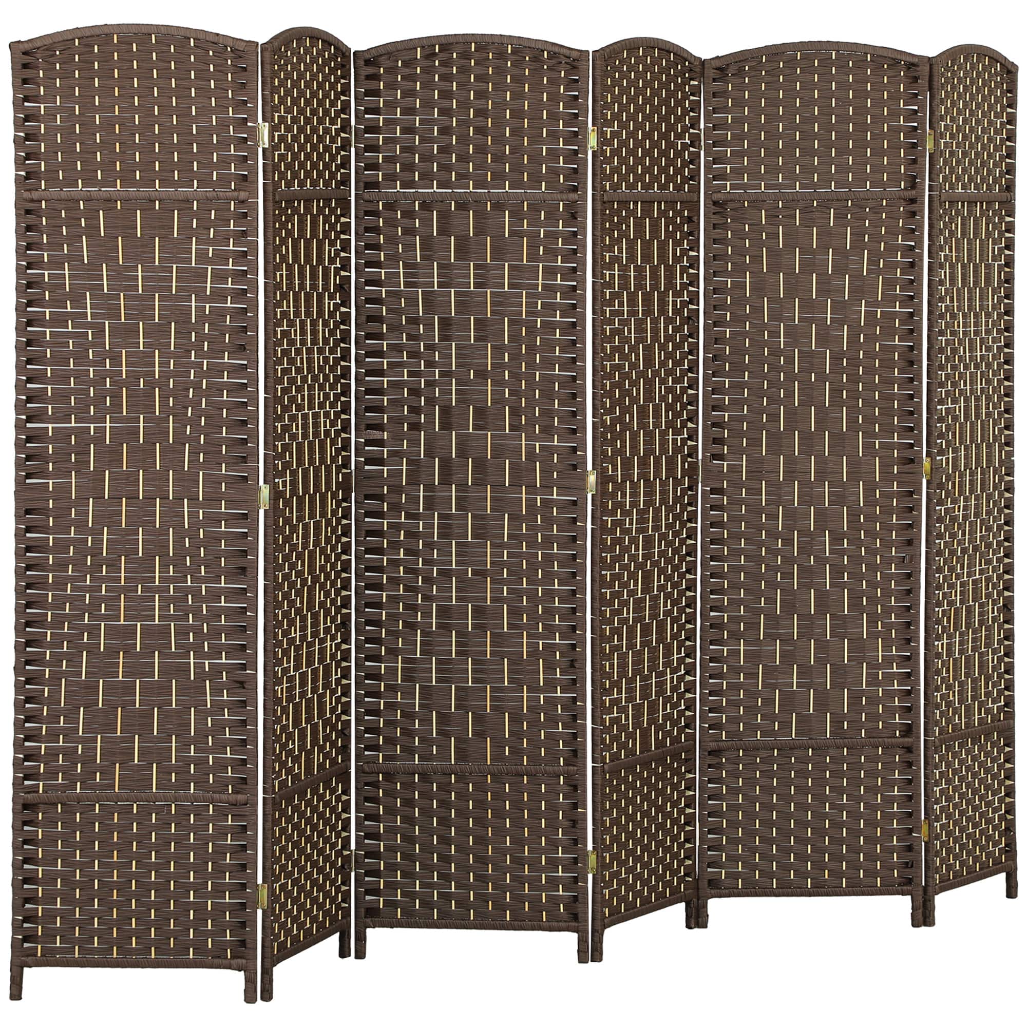 Homcom - Room Divider, Folding Privacy Screen, Tall Hand-Woven Freestanding Wall Partition for Home Office and Bedroom - Brown