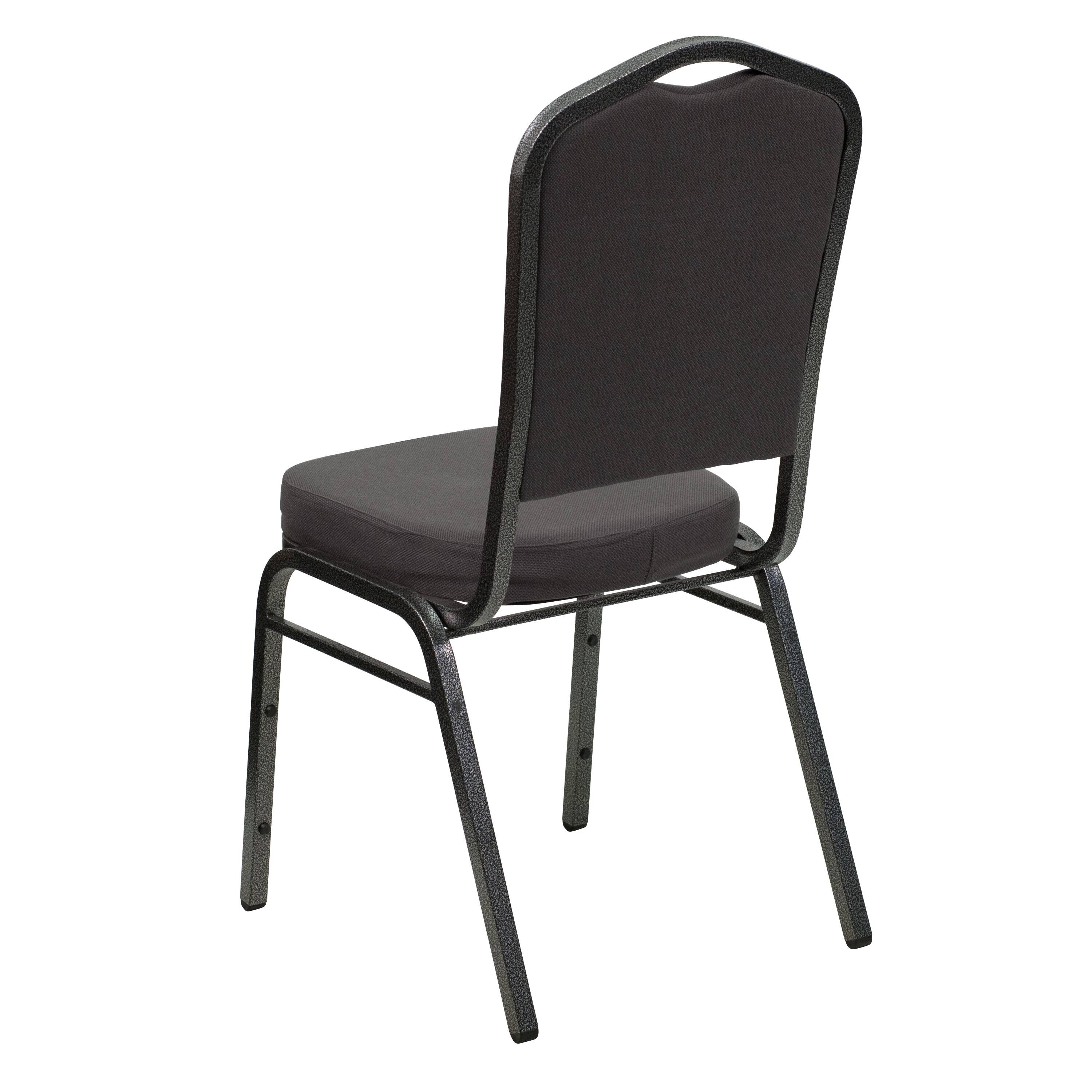 Alt View 5. Emma + Oliver - Crown Back Stacking Banquet Dining Chair - Gray Fabric/Silver Vein Frame.