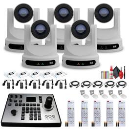 5 x PTZOptics Move SE PTZ Camera with 30x Optical Zoom + PTZOptics PT-JOY-G4 Controller + 5 x Wall Mount