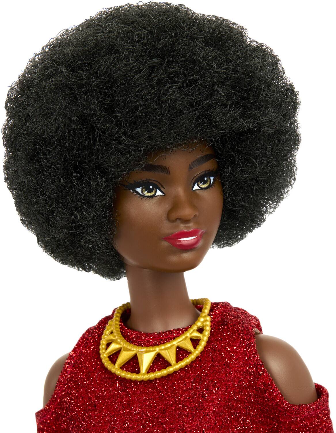 Alt View 3. Mattel - Mattel - Barbie Fashionista, Natural Black Hair, Wearing a Red Dress and Accessories   - Collectibles - Multicolor.