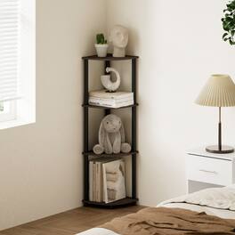 HOMLUX - 4-Tier 43.5" Corner Bookshelf Open Shelves for Display Ideal for Living Room and Office Organization Walnut & Black - Columbia Walnut & Black