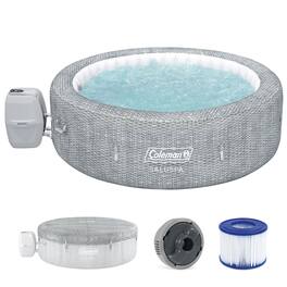 Coleman - Sicily 5-7 Person AirJet Inflatable Hot Tub with EnergySense Cover, Grey - Brown