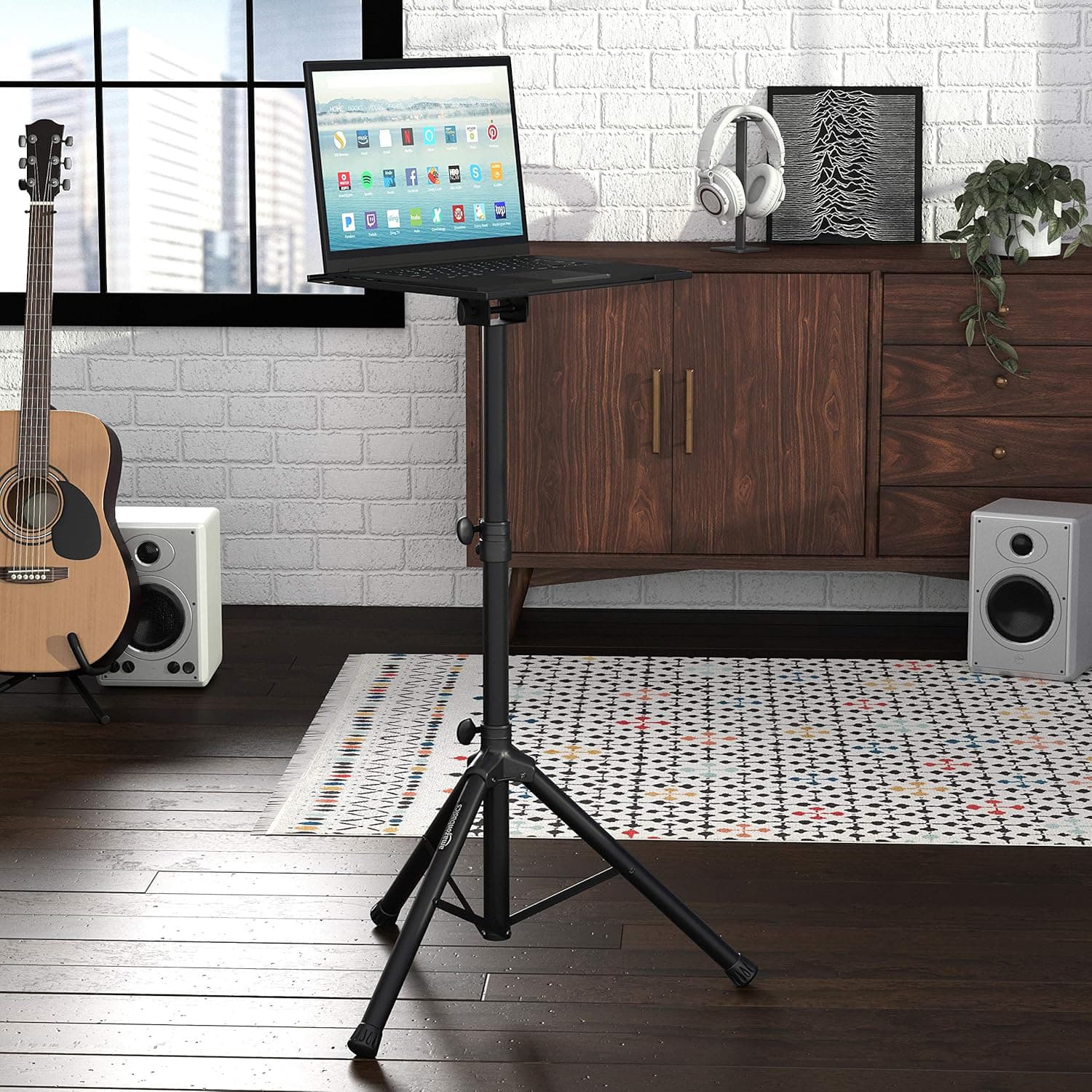 Alt View 2. FINEAK - Height Adjustable Portable Tripod Stand - Multi-Purpose for DJ Music Projector Mixer Laptop, Black - Black.