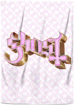 PopMarket - Ghost - Rocksax - Ghost - Pink Logo - Sherpa Fleece Throw (50 in x 60 in) - Multicolor