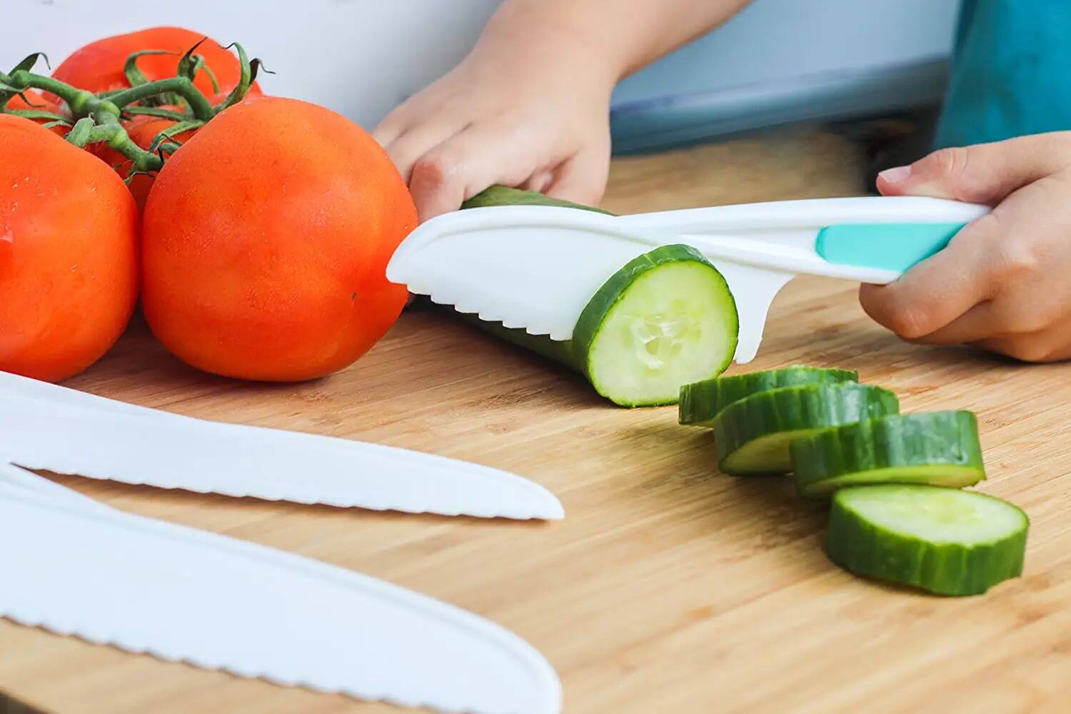 Alt View 2. Tovla Jr - Kids 3-Piece Nylon Kitchen Baking Knife Set: Children's Cooking Knives in 3 Sizes & Colors - BPA-Free - Multi Green - Green.