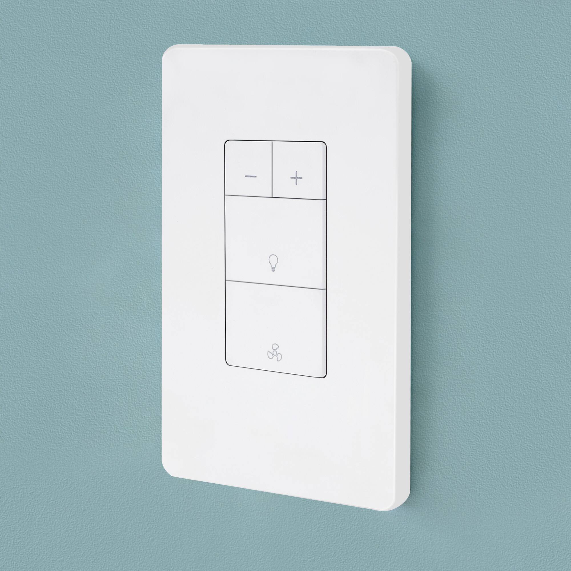 Angle. Akicon - Akicon Single Pole LED Dimmer Switch with Motion-Activated Wall Plate for Bathroom Exhaust Fan in White - White.