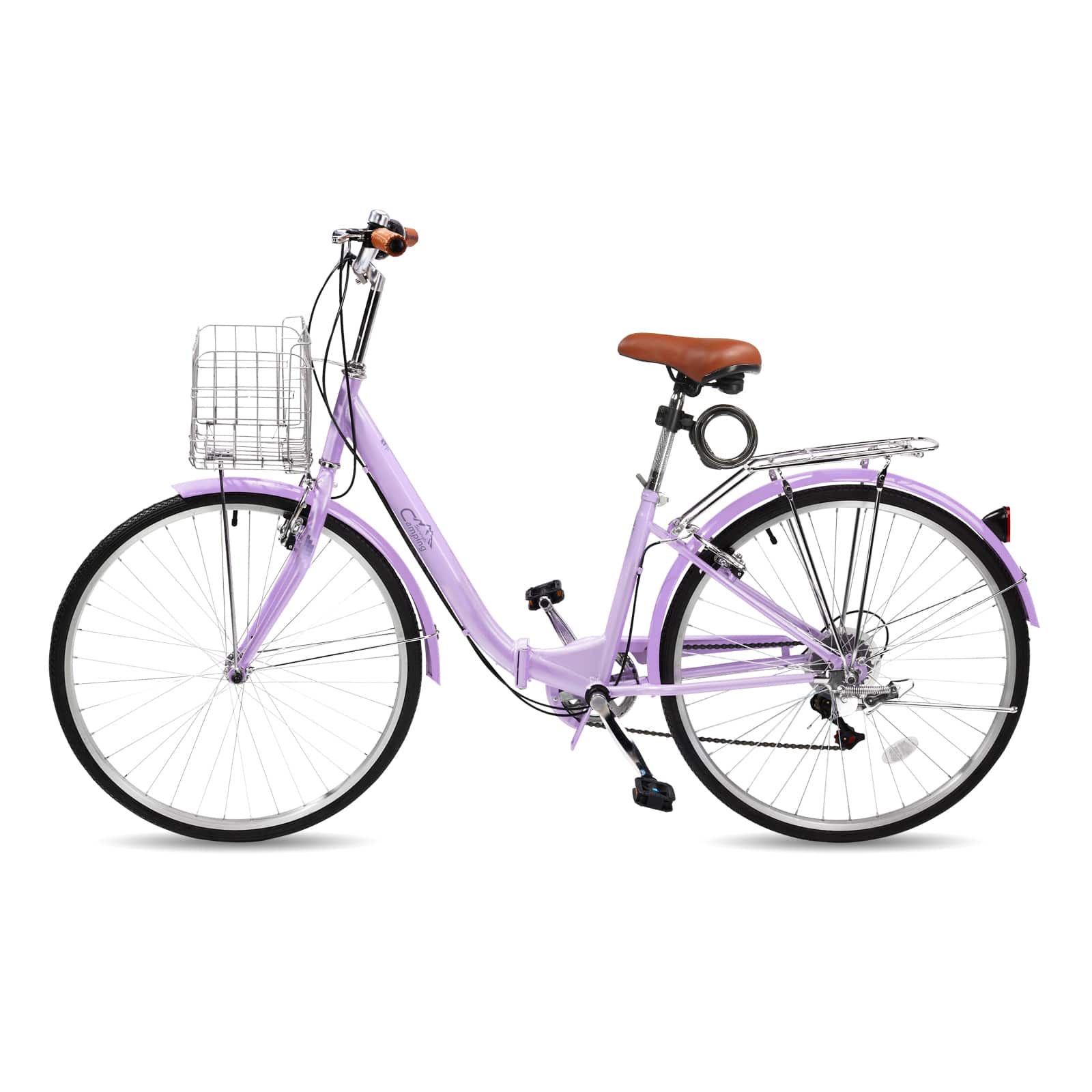 Winado - 26 Inch Foldable Bike Folding Bicycle,7 Speed Foldable Cruiser Bicycle - PURPLE