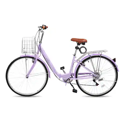 Front. Winado - 26 Inch Foldable Bike Folding Bicycle,7 Speed Foldable Cruiser Bicycle Purple - PURPLE.