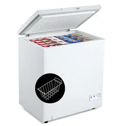 Front. SKONYON - Chest Freezer with 3.5 or 5 Cu Ft Capacity Mechanical Control Low Noise and Wire Basket - White.