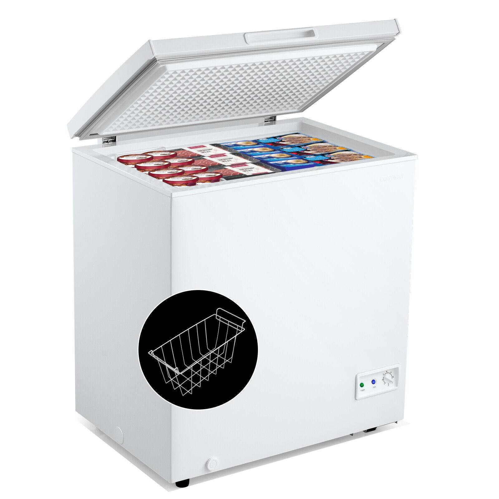 Front. Ecooso - 3.5/5.0 Cu. Ft. Compact Chest Freezer with Removable Storage Basket, Deep Freezer for Home & Garage - White.