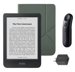 Kobo - Clara BW eReader with Black Remote & AC Bundle - 2024 - Misty Green SleepCover