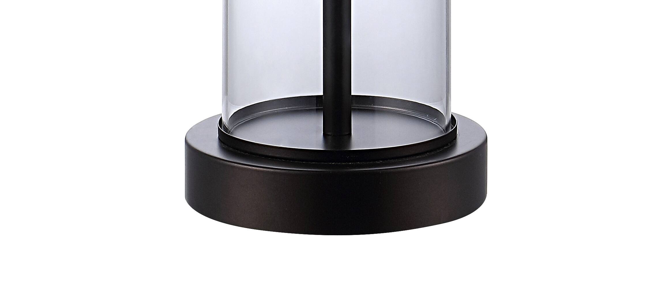 Alt View 4. Jonathan Y - Abner 21" Glass Modern Contemporary USB Charging LED Table Lamp, Oil Rubbed Bronze (Set of 2) - Oil Rubbed Bronze/Clear.
