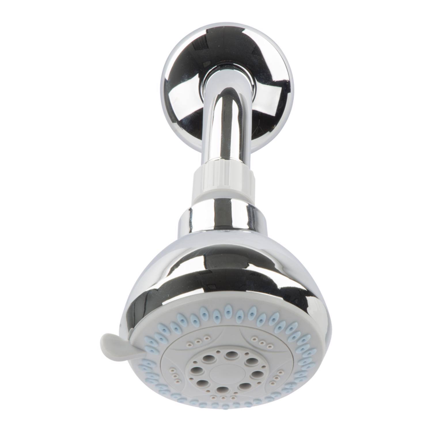 Left. OAKBROOK - OakBrook Chrome PVC 3 settings Wallmount Showerhead 1.8 gpm - Silver.