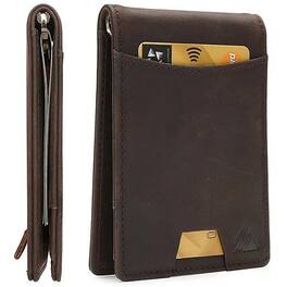 Vulpecula Spade - Wallet - RFID-Blocking Genuine Vintage Leather Bi-Fold Card Holder with Money Clip and Gift Box ( - Vintage Brown Leather