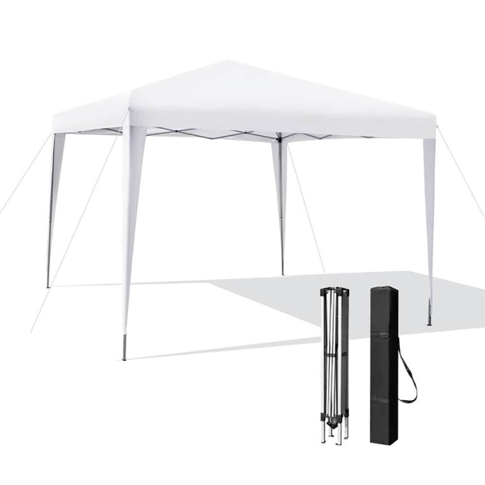 Angle. Kadyn - 10 x 10 Feet Outdoor Pop-up Patio Canopy for Beach and Camp-White, Outdoor Gazebo Wedding Party Tent Canopy Tent.