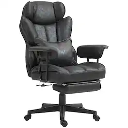 Homcom - Big and Tall Office Chair, Executive Office Chair with Footrest, Lumbar Support - Black