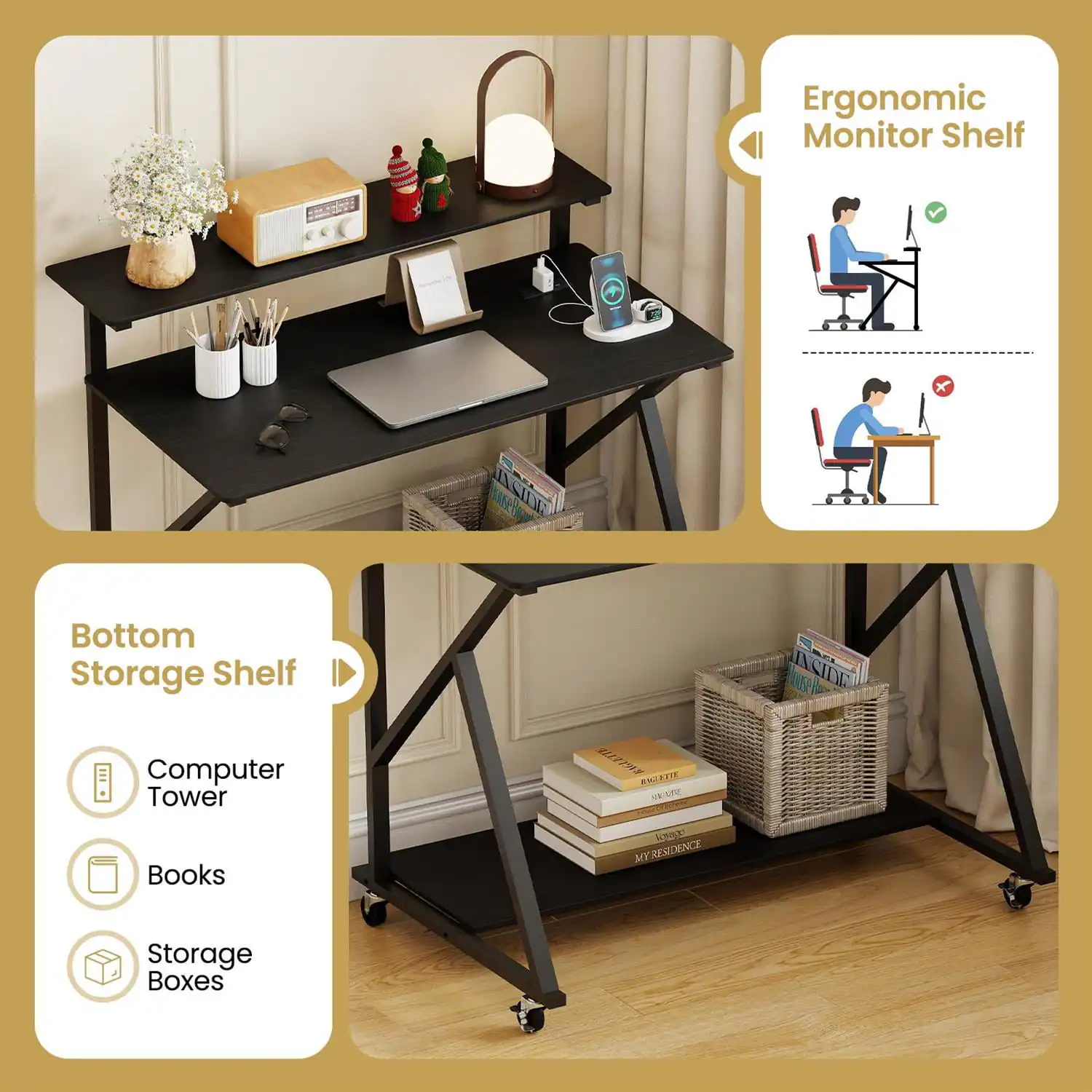 Ergonomic Monitor Shelf x ICIDE Bottom Storage Shelf for INSIDE Computer Tower

- Computer Tower
- Books
- Storage Boxes

MY RESIDENCE Storage Boxes