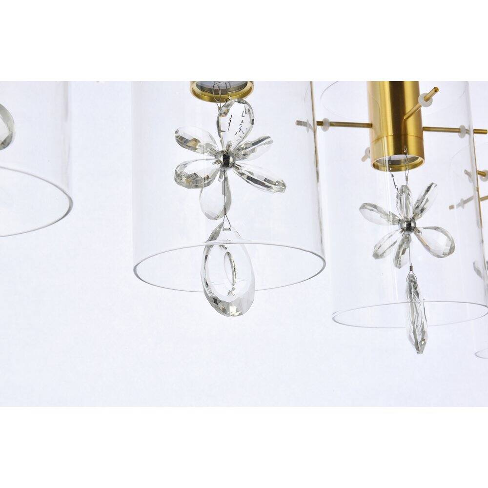 Back. Elegant Lighting - Hana 5 Lights Gold Pendant - Gold.