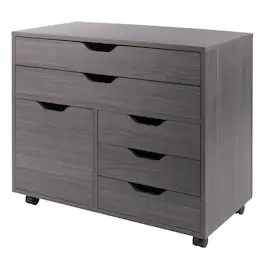 Winsome Wood - Halifax 3-Section Multi-Storage Mobile Cabinet - Charcoal