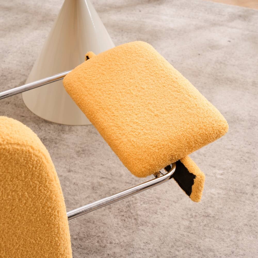 Alt View 1. Loheer - Loheer Yellow Rocking Chair with Footrest High Back Upholstered Nursery Rocker Rubber Wood Base - Yellow.