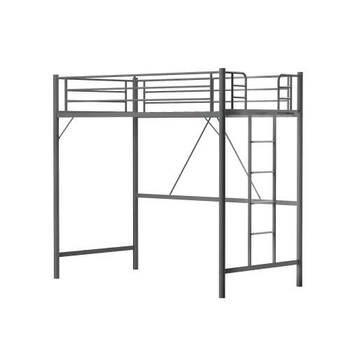 Alt View 5. Winado - Loft Bed Twin Size with Flat Ladder High Guardrail Rung Heavy Duty Metal Bed Frame Support for Adults Kids Young Teens - Grey.