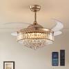 Front. Siljoy - 42 Inch Gold Crystal Retractable Ceiling Fan with LED Light Remote and App Control for Living Room Bedroom and Kitchen - Gold.