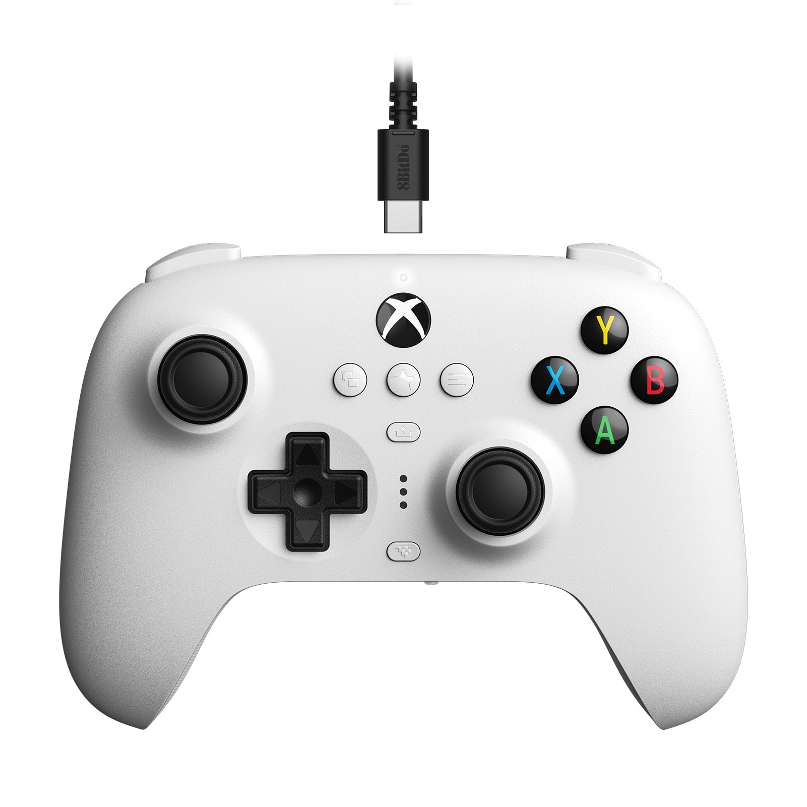 Front. 8BitDo - Ultimate Wired Controller for Windows with Hall Effect Joysticks - White.