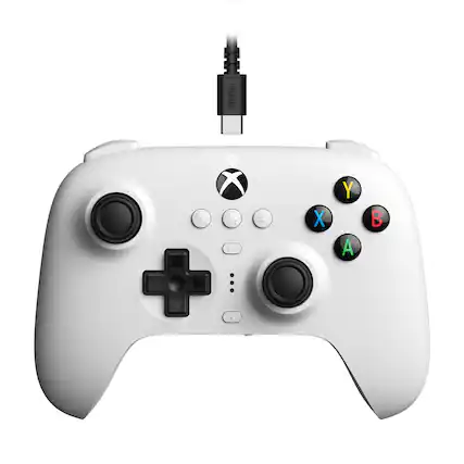 Front. 8BitDo - Ultimate Wired Controller for Windows with Hall Effect Joysticks - White.