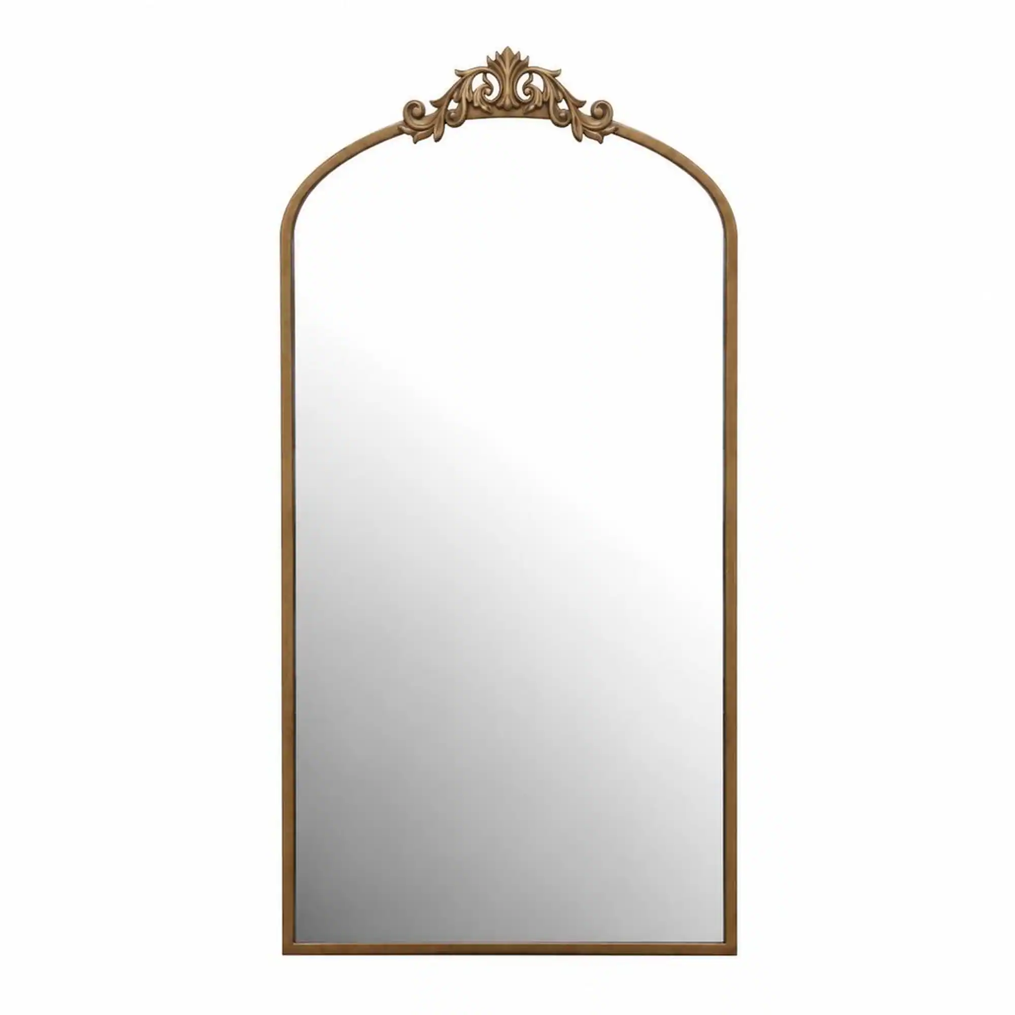 Front. RYHNUYNE - 43x24 Inch Ornate Arched Wall Mirror, Antique Bronze Metal Frame, Vintage Baroque Style, Entryway and Living Room Decor - Brown+Antique Bronze.