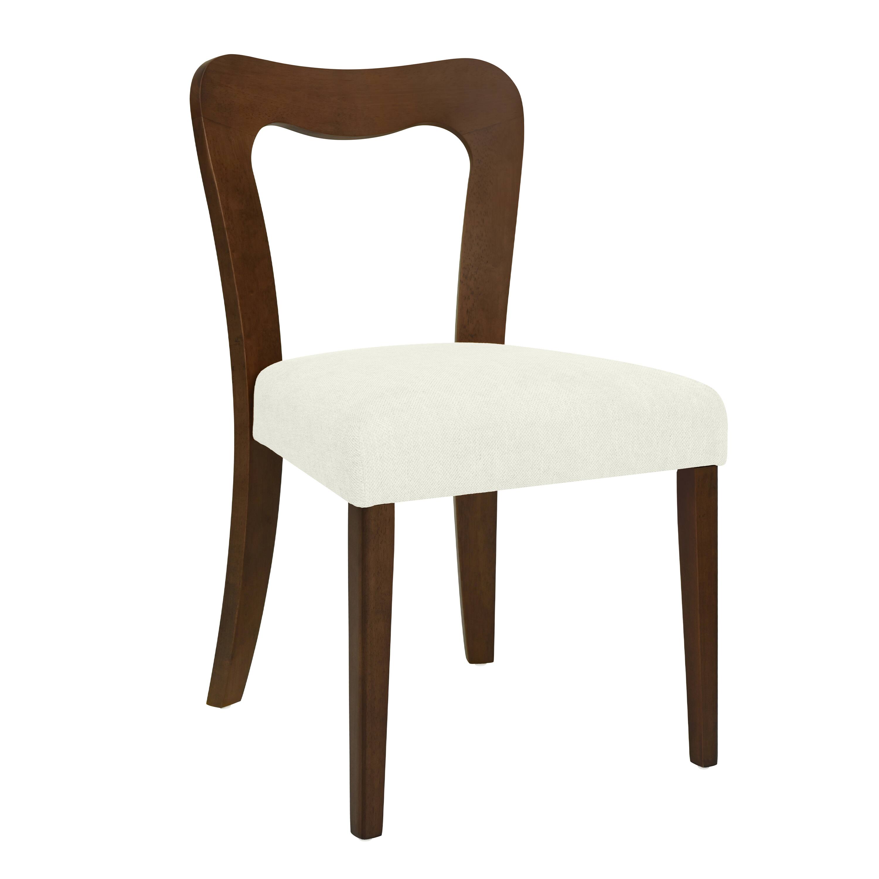 Back. TinyHomie - Dining Chair Without Armwalnut beige Set of 2 - Beige and Walnut.