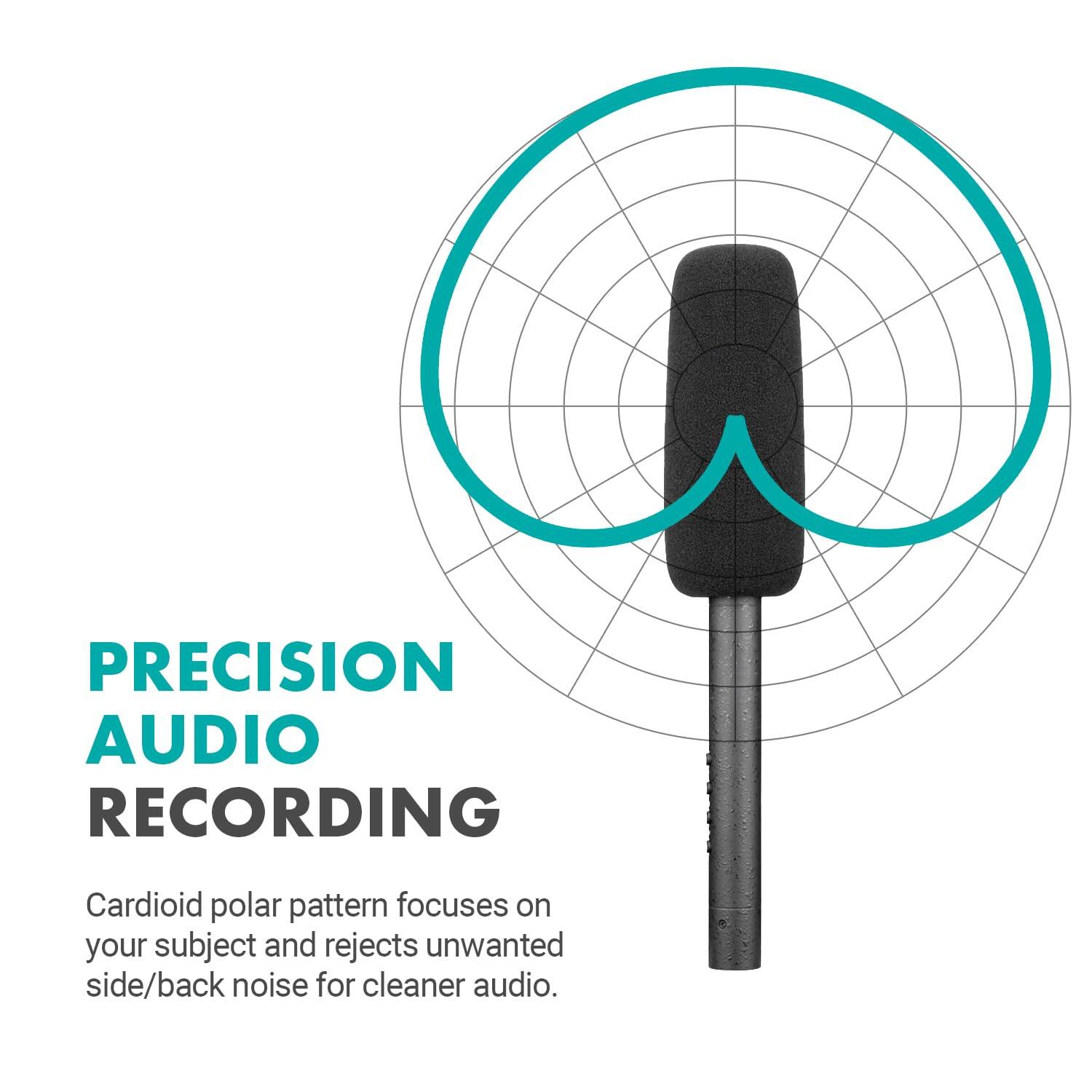 PRECISION AUDIO RECORDING

Cardioid polar pattern focuses on your subject and rejects unwanted side/back noise for cleaner audio.
