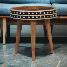 Artisan Furniture - Solid Wood Mini Pattern Nordic End Table - Brown