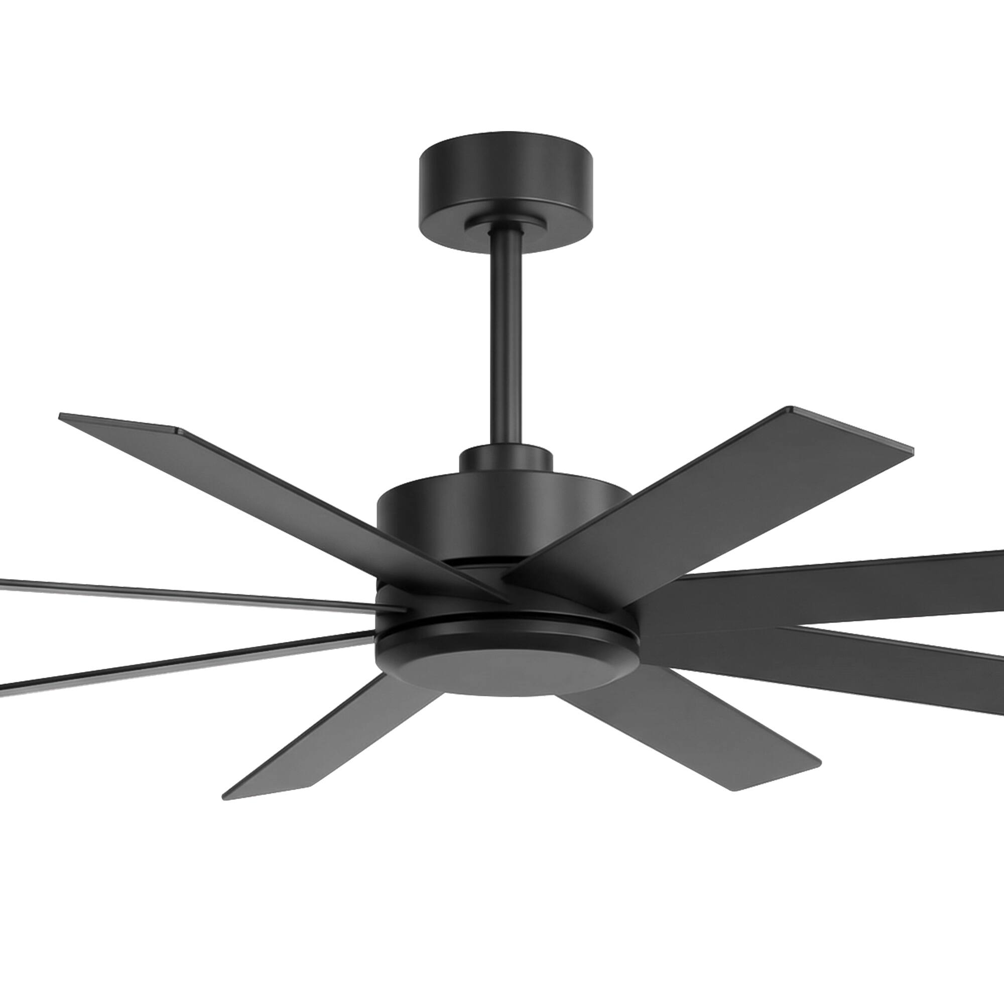 Alt View 9. Breezary - 52-Inch Ceiling Fan without Light, 8 Blades, 6-Speed Remote Control, Downrod Mount, Ultra-Quiet Motor - Black and Walnut.