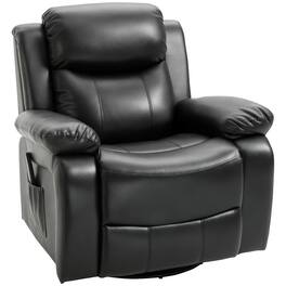 Homcom - PU Leather Massage Recliner Chair, Swivel Rocker Sofa with Remote Control, Footrest, Padded Seat, Manual Reclining Chair - Black
