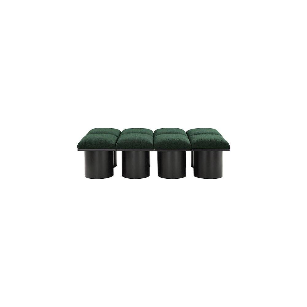 Angle. Meridian Furniture - Pavilion Green Boucle Fabric Bench - Green Boucle Fabric.