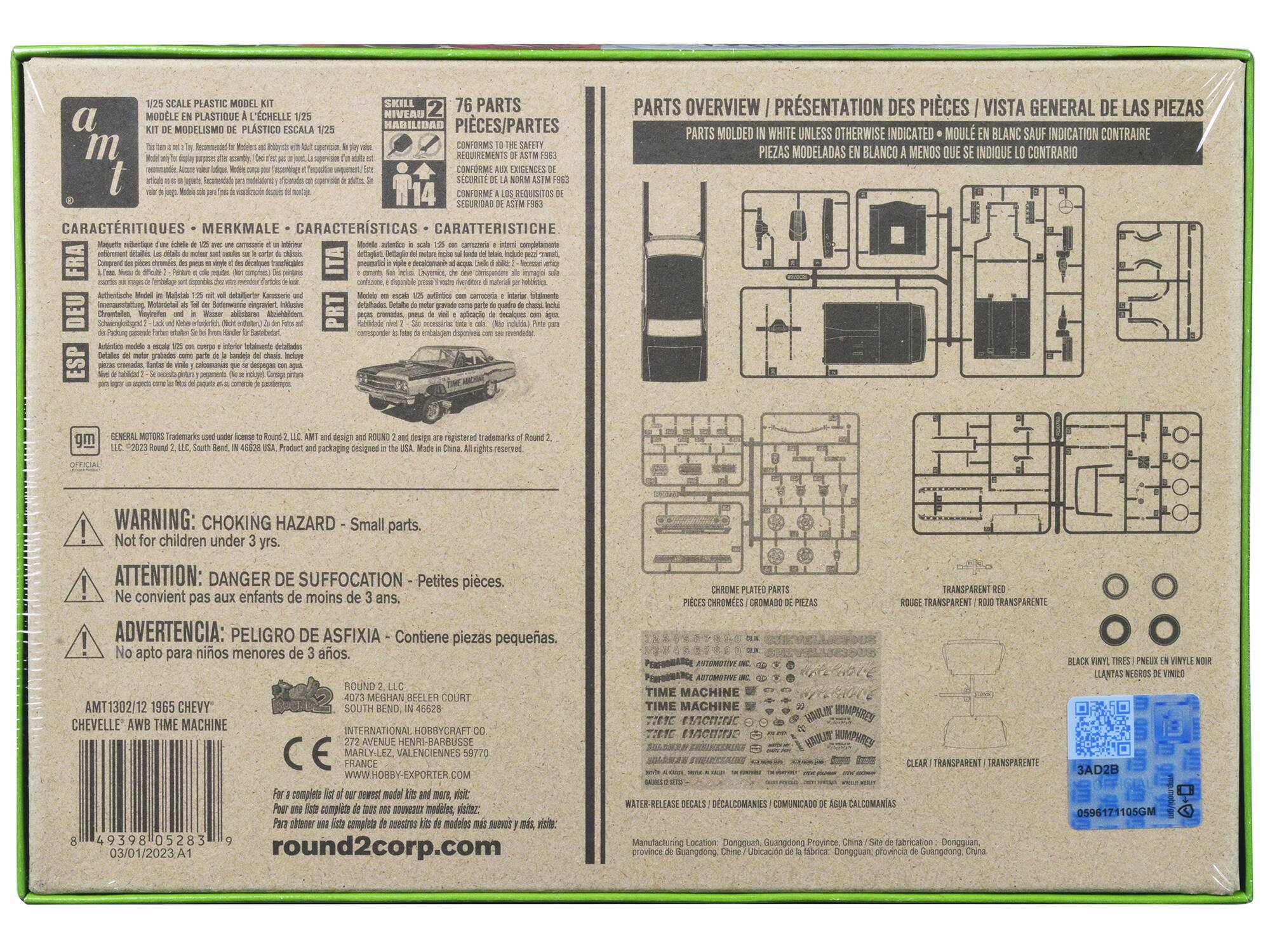 Sure, here is the corrected and grouped text from the image:

---

**1/25 SCALE PLASTIC MODEL KIT**

**a m t**

**CARACTERISTIQUES - MERKMALE - CARACTERÍSTICAS - CARATTERISTICHE**

- **FRA**  
  Modèle en plastique à l'échelle 1/25 avec un carrosserie et un intérieur détaillés.  
  44 pièces de détails, des détails de carrosserie, des détails de moteur, des détails de suspension, des détails de direction, des détails de carrosserie, des détails de moteur, des détails de suspension, des détails de direction, des détails de carrosserie, des détails de moteur, des détails de suspension, des détails de direction, des détails de carrosserie, des détails de moteur, des détails de suspension, des détails de direction, des détails de carrosserie, des détails de moteur, des détails de suspension, des détails de direction, des détails de carrosserie, des détails de moteur, des dé